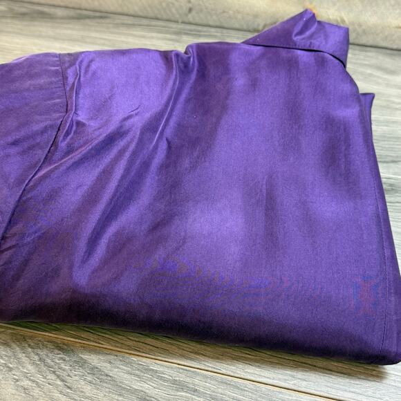 Vtg Croquet Club 100% Silk Jacket Size M Oversized Boyfriend Blazer 80s Purple - Picture 13 of 16